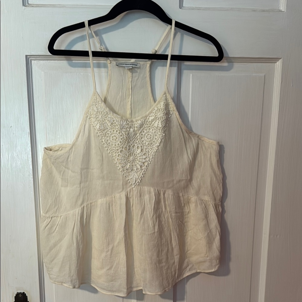 American Eagle Razorback Spaghetti Strap Tank Top Size Medium Cream color